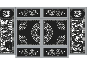 Model cnc cổng 6 cánh tài lộc trống đồng