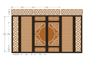 Model cnc cổng 6 cánh trống đồng và đồng tiền