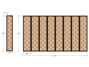 Model cnc cổng 6 chánh lá và 1 cánh phụ