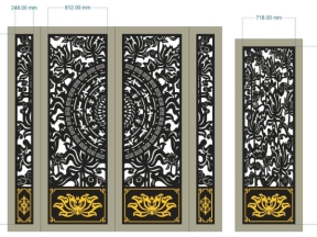 Model cnc cổng chùa 4 cánh hoa sen và cổng 1 cánh