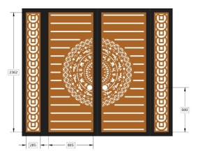 Model cnc cổng trống đồng 4 cánh đồng tiền