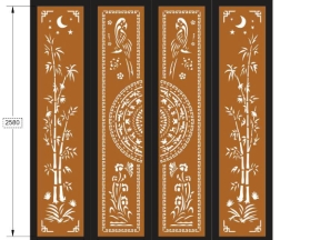 Model cnc cổng trống đồng trúc chim