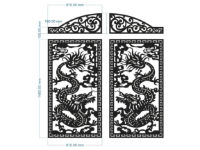 Model cnc dwg cổng 2 cánh rồng tuyệt đẹp