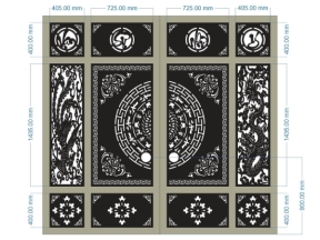 Model cnc dxf cổng 4 cánh vạn sự như ý rồng phượng