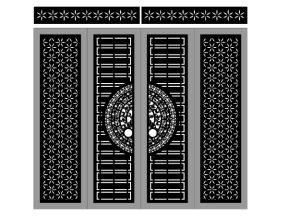 Model cổng 4 cánh trống đồng có ô thoáng