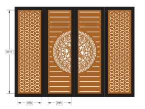 Model cổng 4 cánh trống đồng dxf đẹp