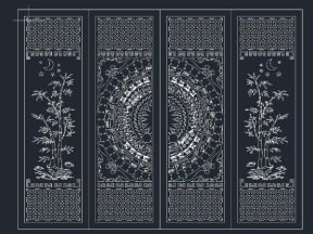 Model cổng 4 cánh trúc đồng tiền dơi