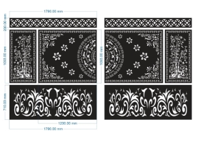 Model dxf cnc cổng 2 cánh trống đồng trúc