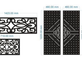 Model dxf cnc cổng 2 cánh và ô thoáng đẹp