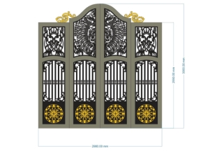 Model dxf cnc cổng 4 cánh đẹp mắt