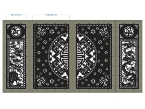 Model dxf cnc cổng 4 cánh tài lộc trống dơi