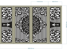 Model dxf cnc cổng 4 cánh trống đồng