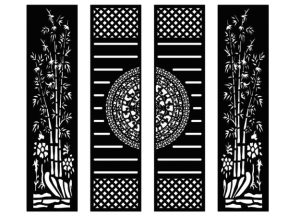 Model dxf cnc cổng 4 cánh trúc trống đồng