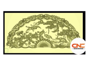 Quạt cửu hạc du xuân cnc jdp