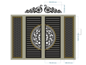 Thiết kế 2d cnc cổng 4 cánh đơn giản dxf