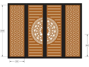 Thiết kế 2d cnc cổng 4 cánh trống đồng dxf