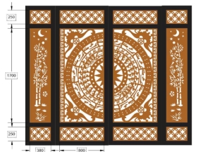 Thiết kế 2d cnc cổng 4 cánh trúc trống đồng dxf