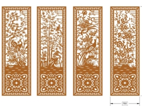 Thiết kế 2d cổng cnc 4 cánh tứ quý