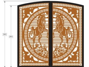 Thiết kế cnc cổng 2 cánh ngựa đẹp