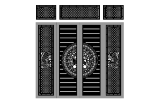 Thiết kế cnc cổng 4 cánh cá chép kết hợp ô thoáng viền chỉ âm