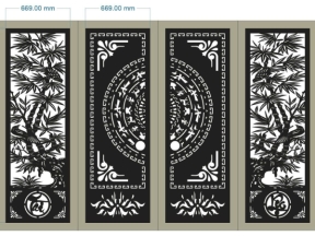 Thiết kế cnc cổng 4 cánh tài lộc cây trúc