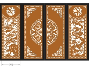 Thiết kế cnc cổng 4 cánh tài lộc tùng cúc