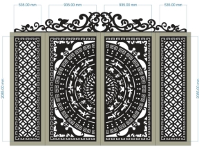 Thiết kế cnc cổng 4 cánh trống đồng đẹp nhất