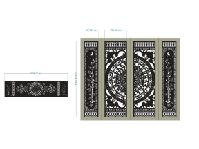 Thiết kế cnc cổng 4 cánh trống đồng trúc và hàng rào