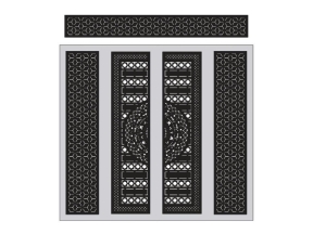 Thiết kế cnc cổng 4 cánh và ô thoáng bông tuyết