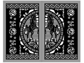 Thiết kế cnc cổng ngựa 4 cánh phúc lộc thọ