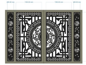 Thiết kế cnc cổng phúc lộc thọ 2 cánh