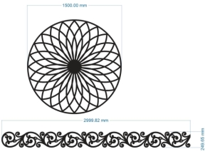 Thiết kế cnc hoa văn mái kính dxf tròn và diềm