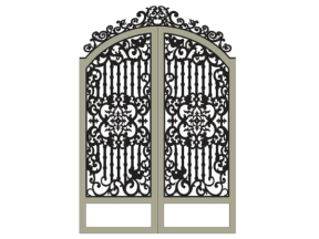 Thiết kế cổng 2 cánh cnc lá tây
