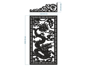 Thiết kế cổng 2 cánh rồng mái vòm cnc model dxf