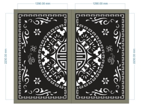 Thiết kế cổng 2 cánh trống đồng dơi chữ thọ cnc