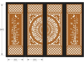 Thiết kế cổng 2 cánh trúc dơi trống đồng cnc