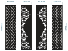 Thiết kế cổng 4 cánh bông tuyết và hoa cúc