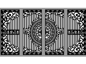 Thiết kế cổng 4 cánh dxf viền hạc