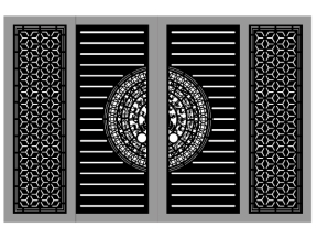 Thiết kế cổng 4 cánh trống đồng có nẹp cnc