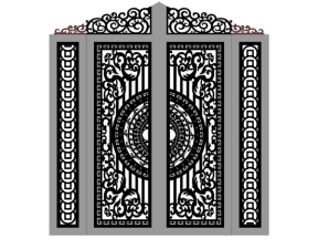 Thiết kế cổng 4 cánh trống đồng đồng tiền