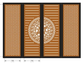 Thiết kế cổng 4 cánh trống đồng dxf cnc
