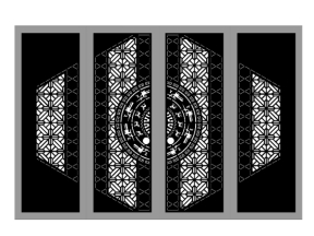 Thiết kế cổng 4 cánh trống đồng kết hợp hoa văn đọc đáo