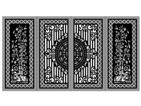 Thiết kế cổng 4 cánh trống đồng kết hợp trúc và đồng tiền