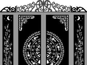 Thiết kế cổng 4 cánh trúc trống đồng cnc 2026