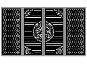 Thiết kế cổng cnc 4 cánh trống đồng hoa văn 4 góc