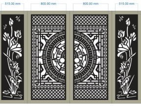 Thiết kế dxf cnc cổng 4 cánh trống đồng hoa sen