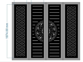 Thiết kế dxf cổng 4 cánh trống đồng bông tuyết cnc