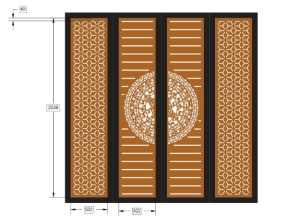 Thiết kế dxf cổng 4 cánh trống đồng cnc đơn giản