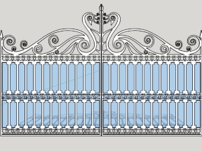 Thiết kế mẫu cổng 2 cánh cnc thiên nga file sketchup