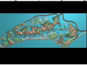 Tranh bát mã cnc mẫu cong